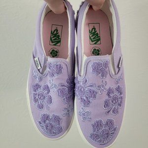 Sz8 Vans Purple Lavender Limited Edition X EM On Holiday Floral Slip On Sneakers